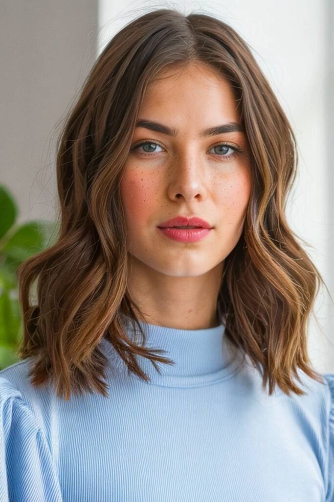 9. Soft Wavy Haven Cut with Caramel Balayage