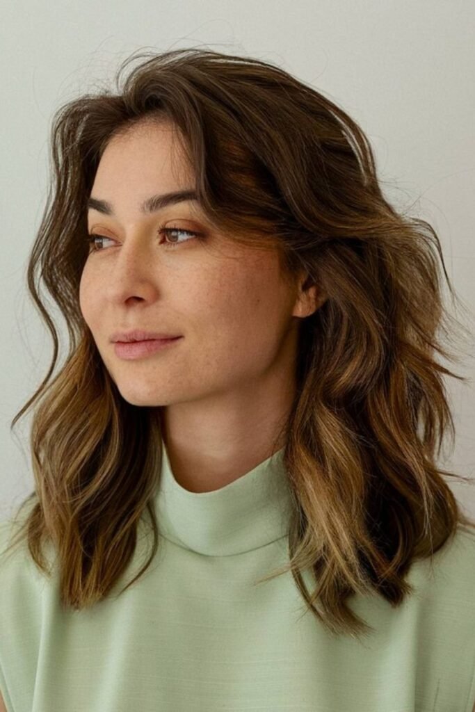 16. Tousled Layered Haven Cut with Golden Ends