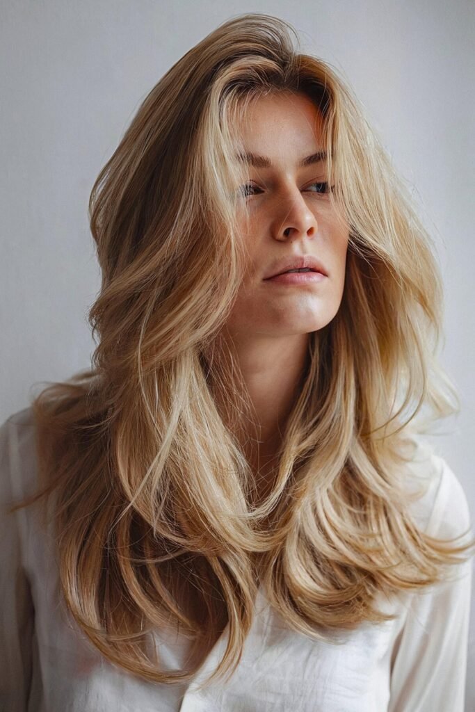 12. (Feathered Golden Blonde Layers)