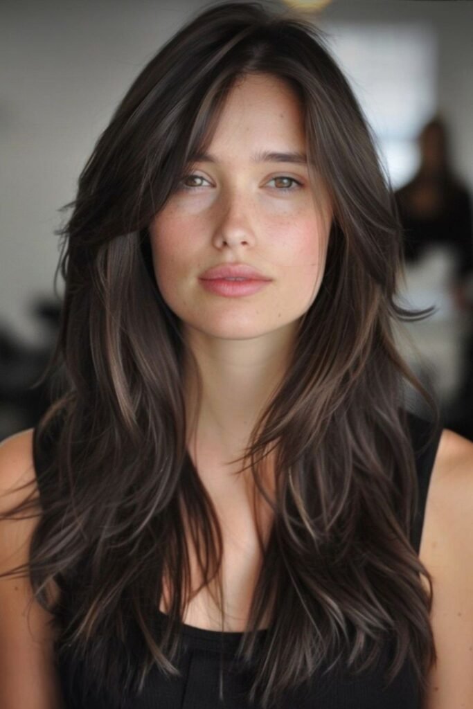 17. Textured Shag Layers in Deep Brown
