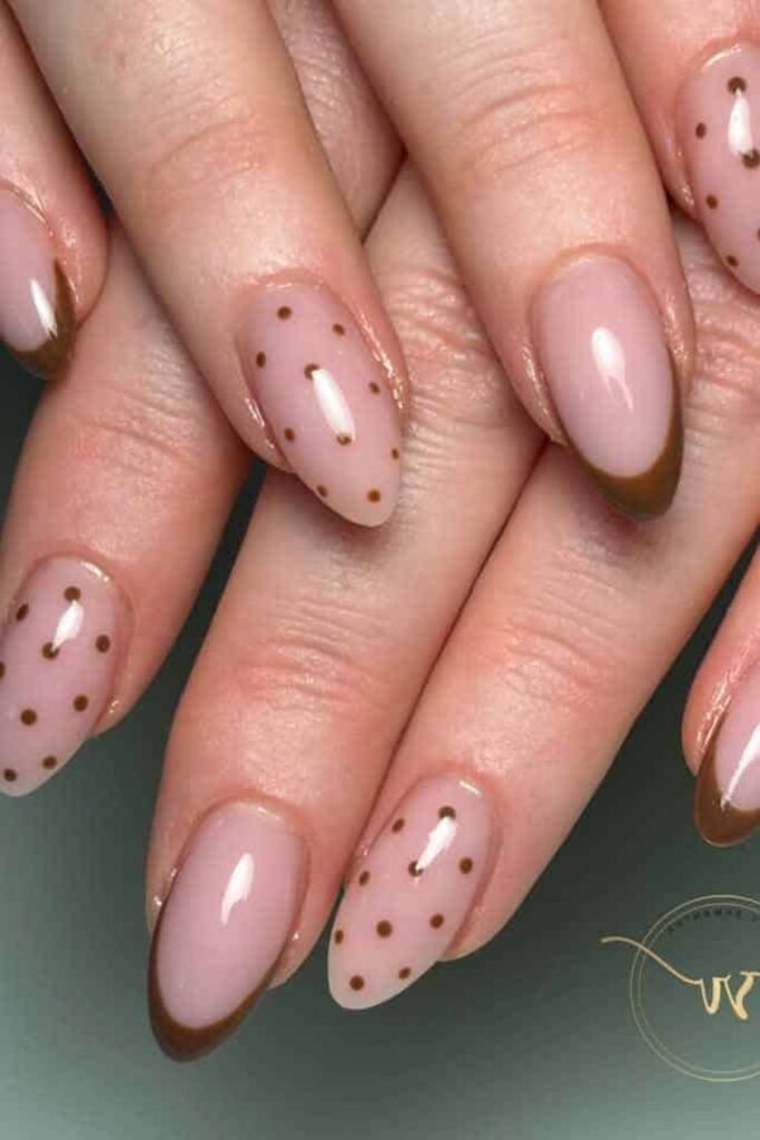 5. Brown Polka Dot French Tips