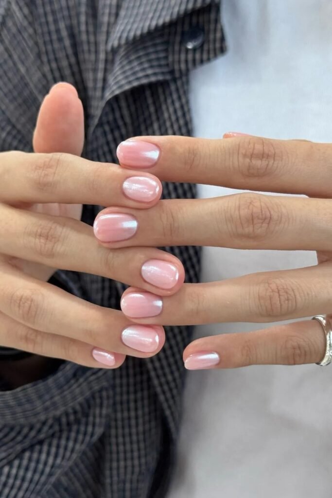 6. Glazed Pearl Pink Nails