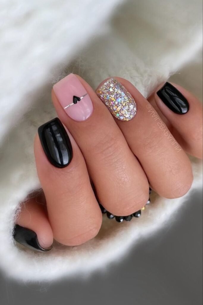 13. Black, Pink, and Holo Glitter Mix