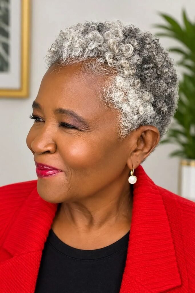 17. (Salt-and-Pepper Side-Swept Curls)