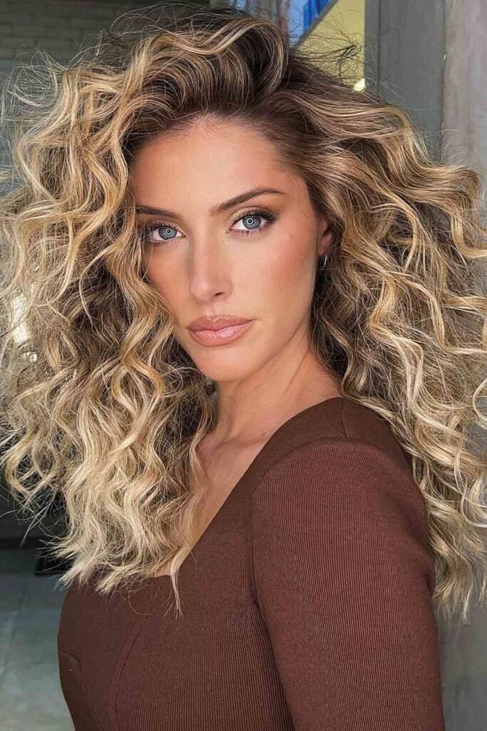 15. Golden Beachy Curls With Lived-In Blonde