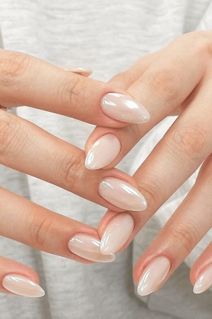 4. Milky Pearl Chrome Nails