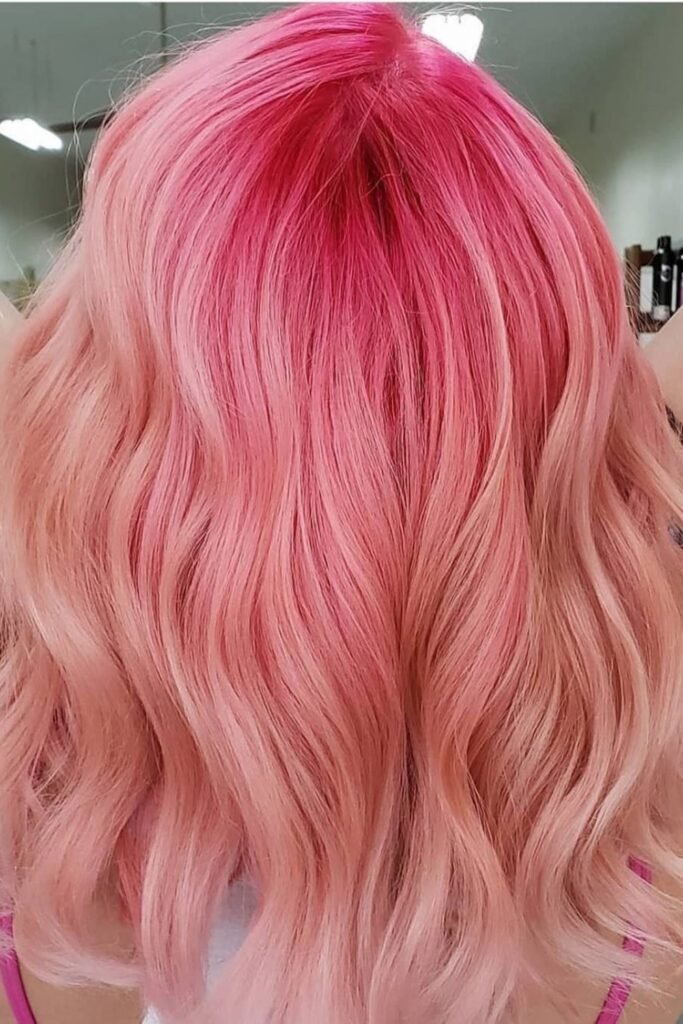 11. Reverse Pink Ombre with Peach Blush Lengths
