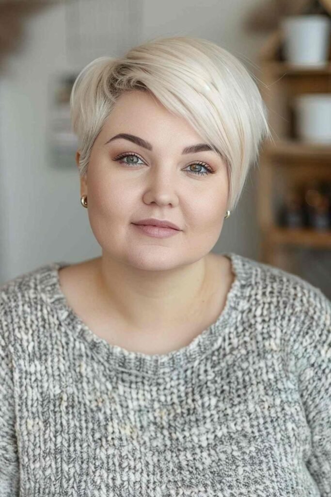 4. Platinum Blonde Asymmetric Pixie