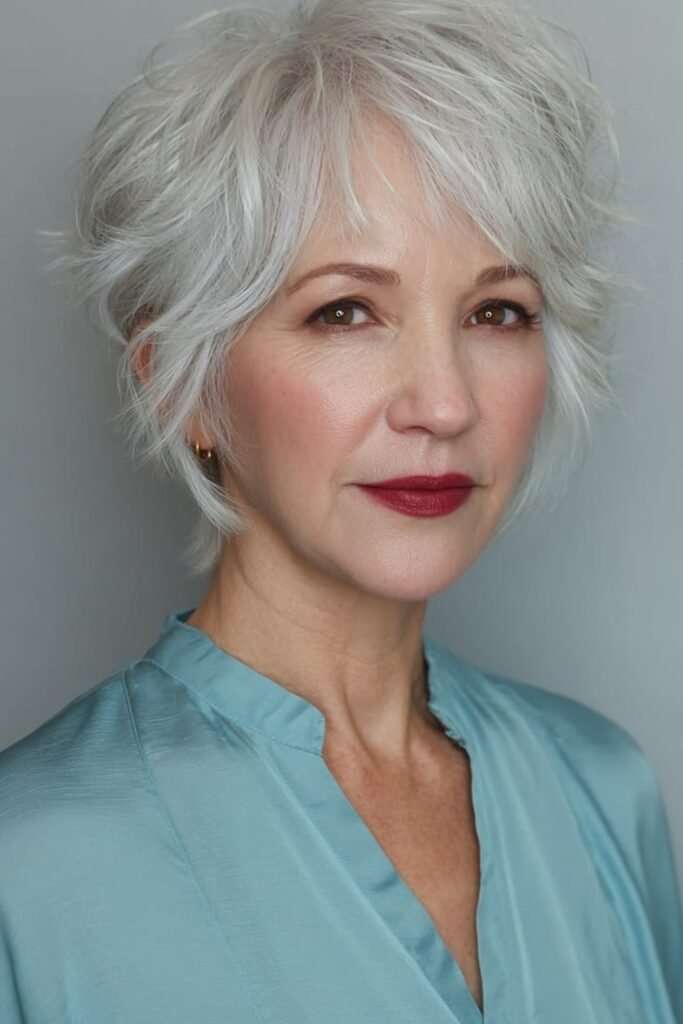 4. (Silver White Wispy Shag Pixie)