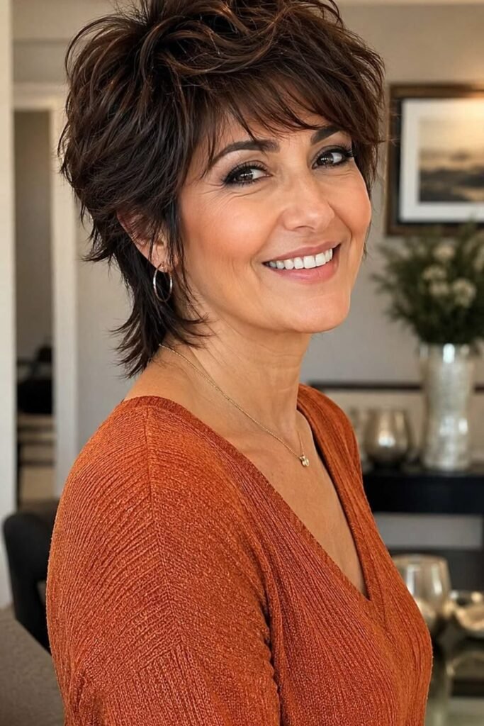 6. (Chestnut Brown Shag Pixie)