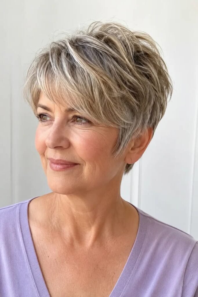 9. (Ash Brown Pixie with Silver Highlights)