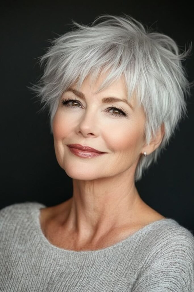18. (Wispy Silver Shag Pixie)