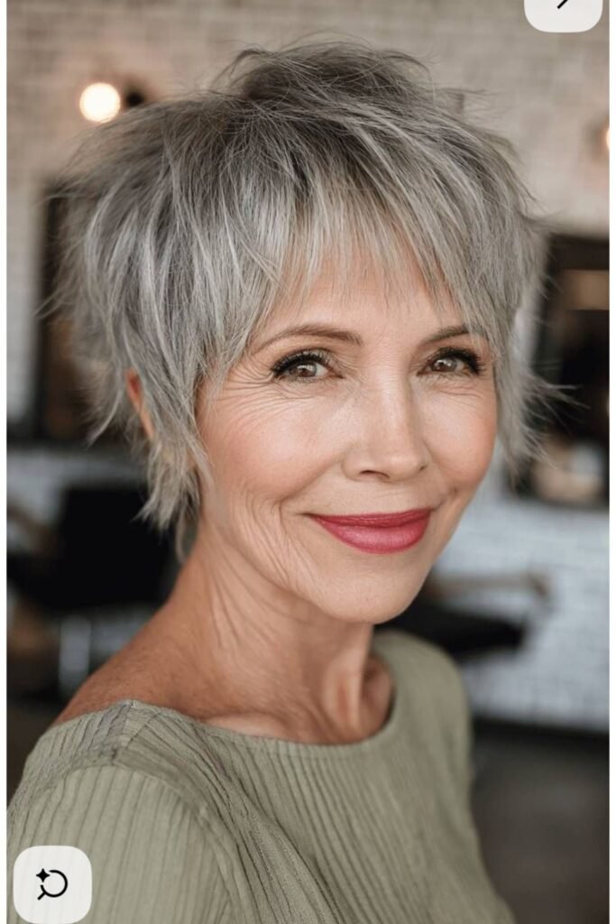 19. (Grey Choppy Shag Pixie with Fringe)