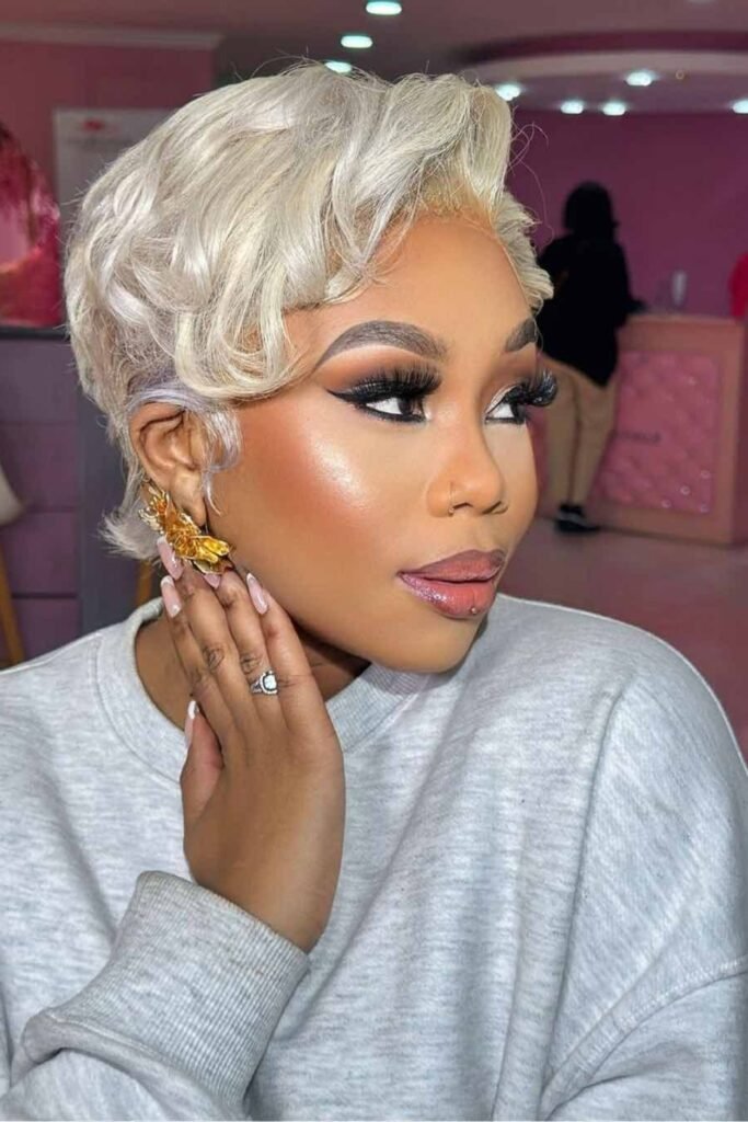 11. Platinum Pin-Curl Pixie With Soft Waves
