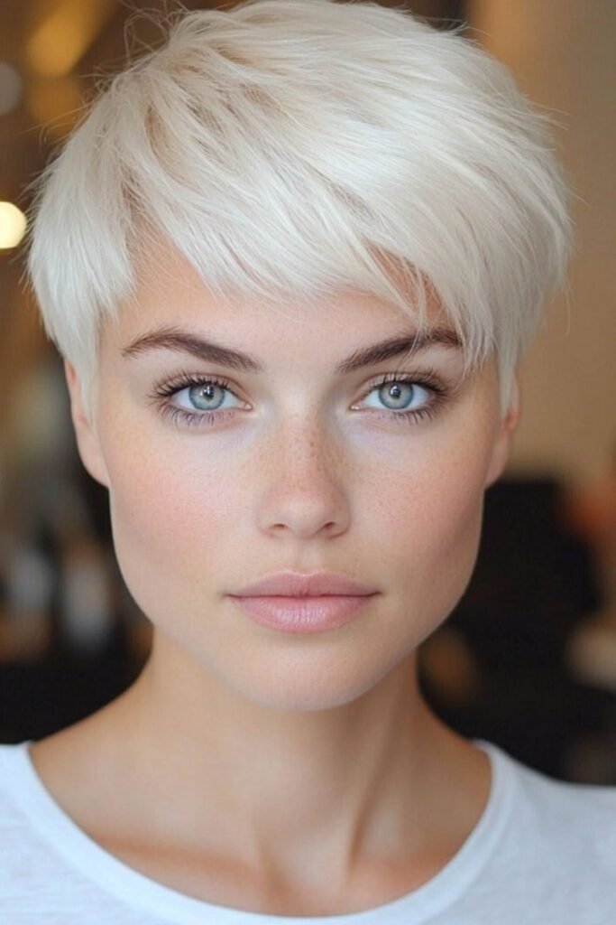 15. Platinum Buzz-Style Spiky Pixie