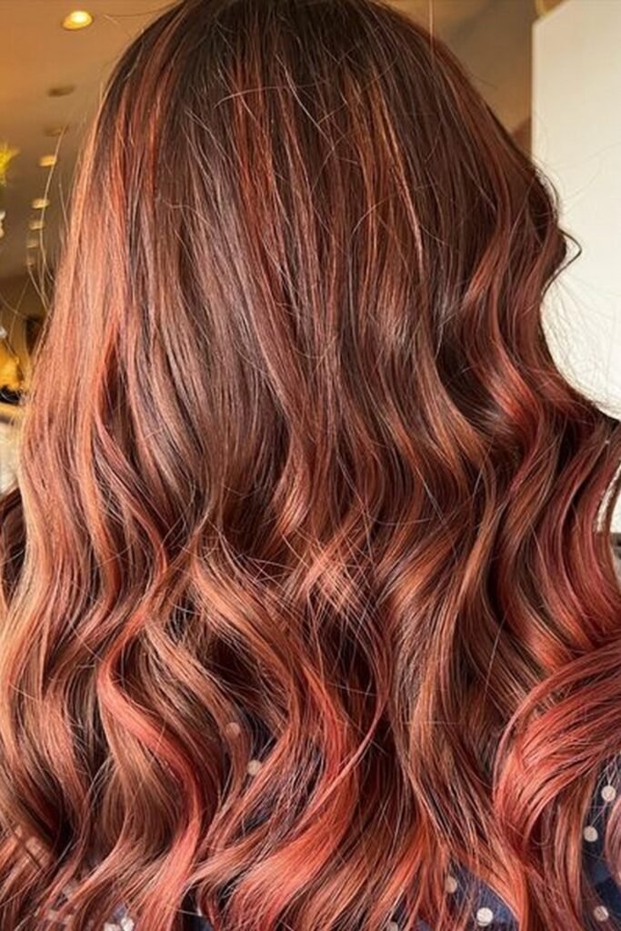 15. Dark Auburn Waves with Copper-Red Highlights