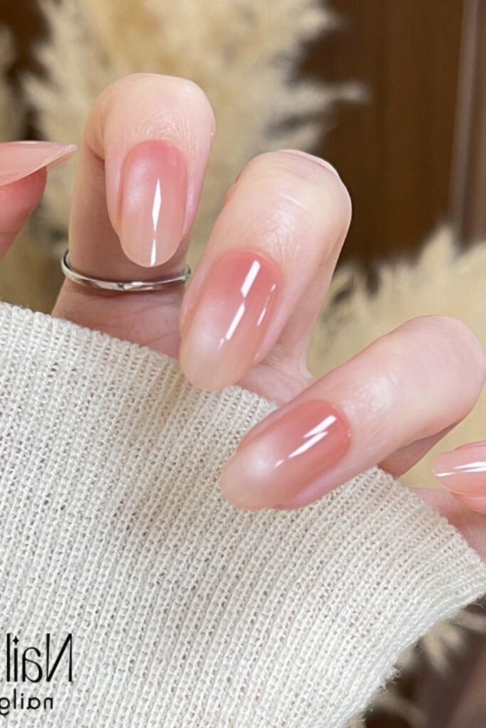 5. Blush Pink Gradient Almond Nails