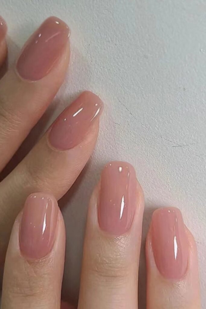 10. Glossy Rosy Mauve Jelly Nails