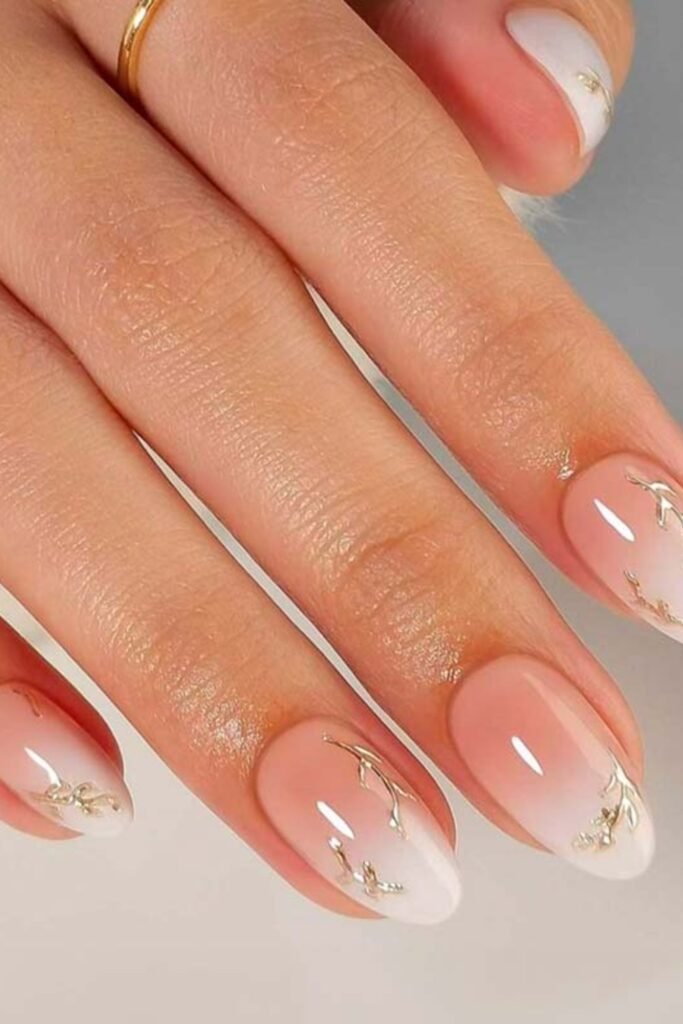 12. Blush Ombre with Gold Foil Branches