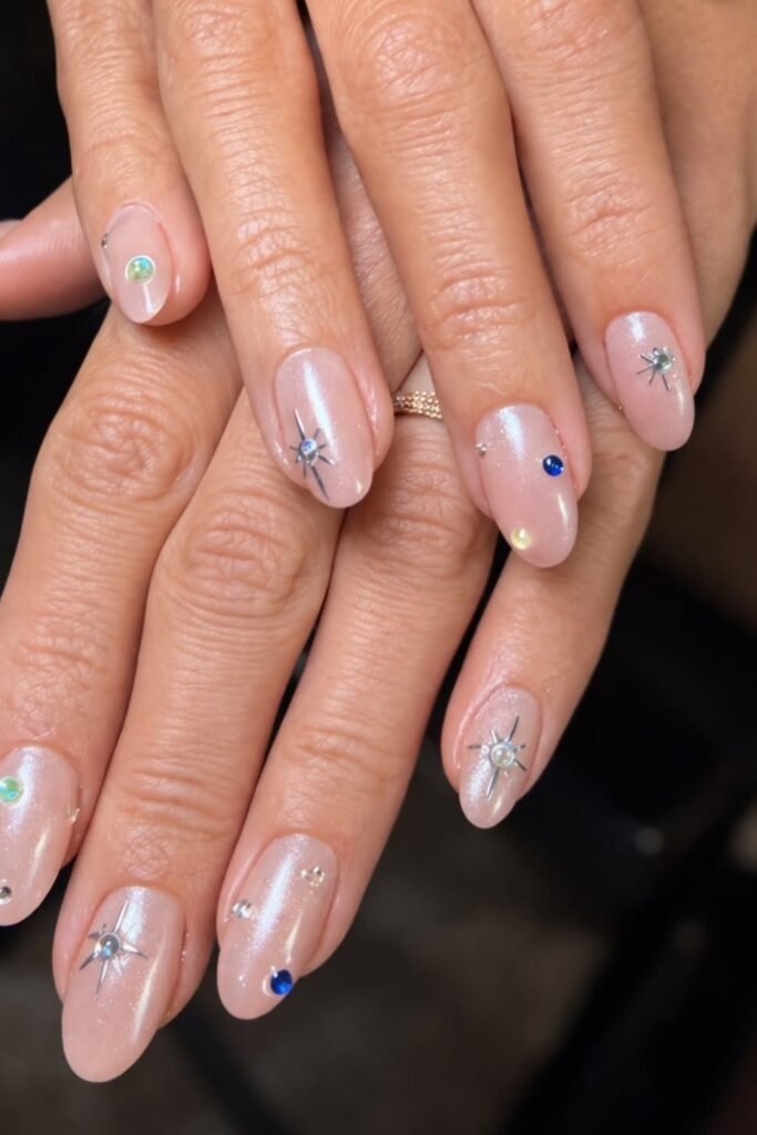 15. Shimmer Nude with Silver Stars and Gems