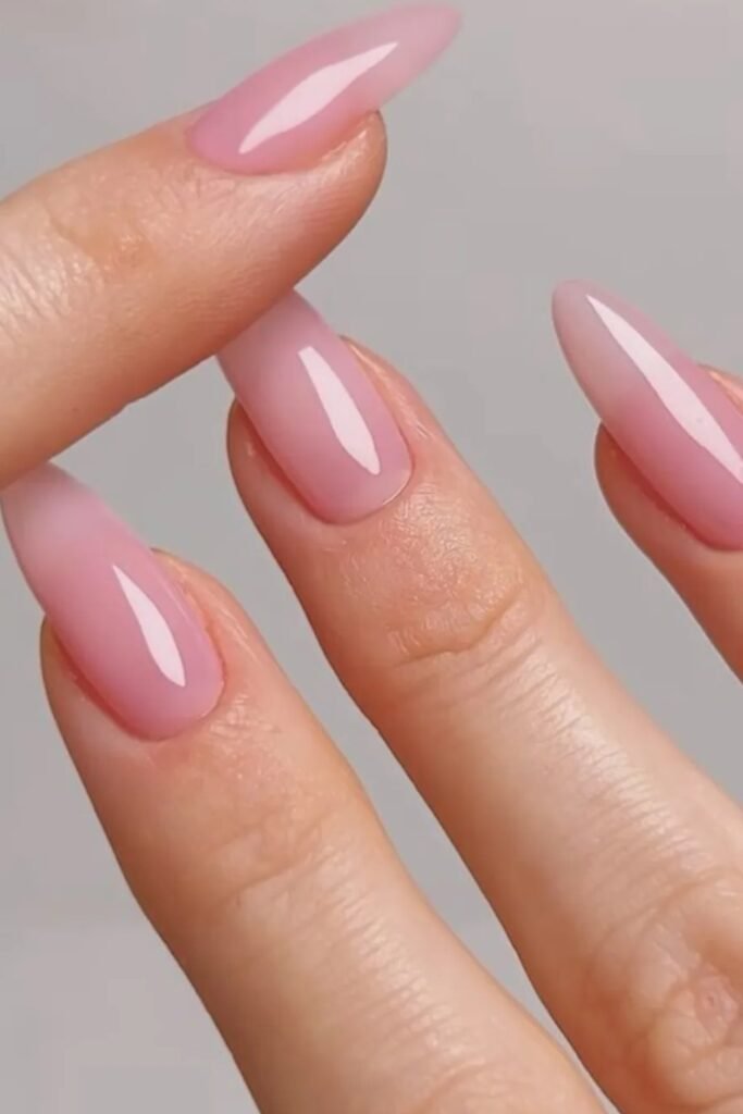 20. Bubblegum Pink Jelly Almond Nails