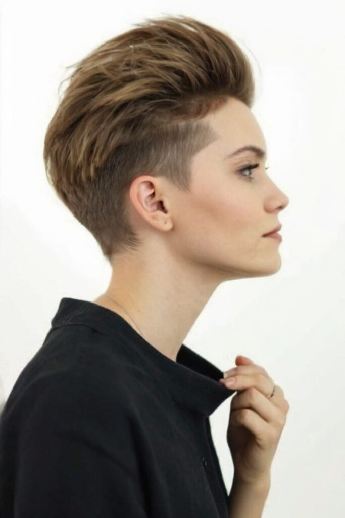 16. Classic Pompadour Pixie with a High Undercut