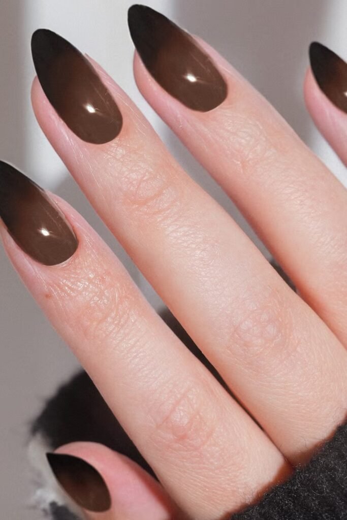 4. Dark Chocolate Jelly Gradient Nails