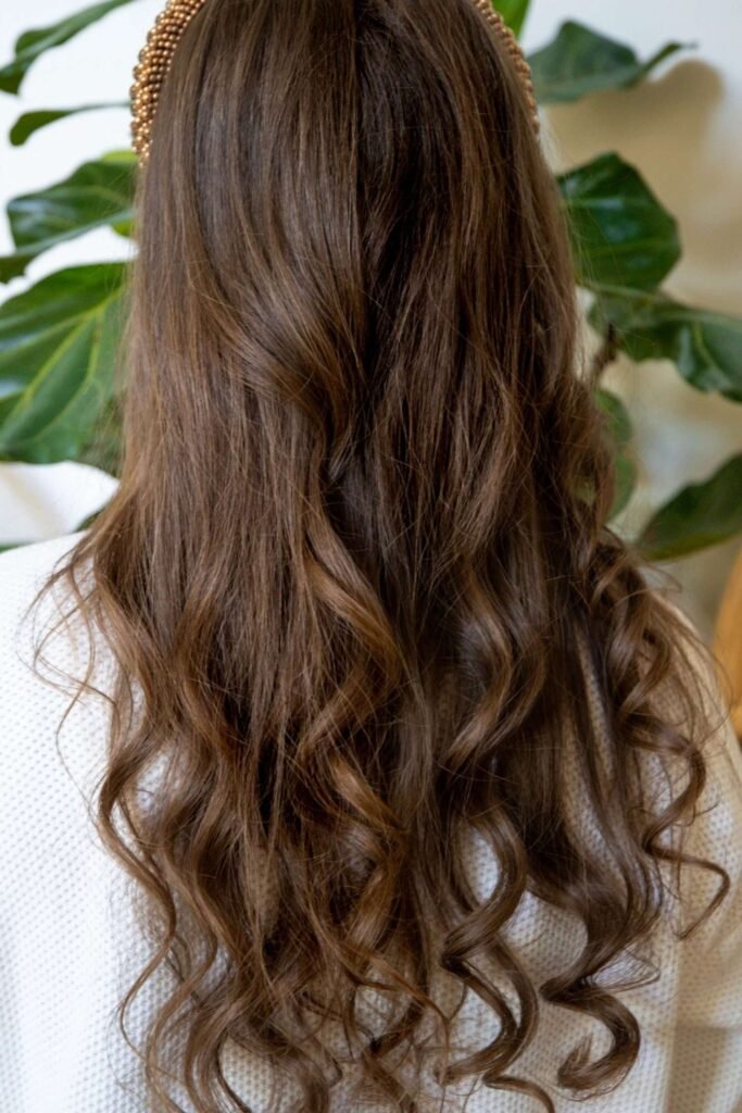 12. Chestnut Brown Spiral Ends with a Beaded Headband