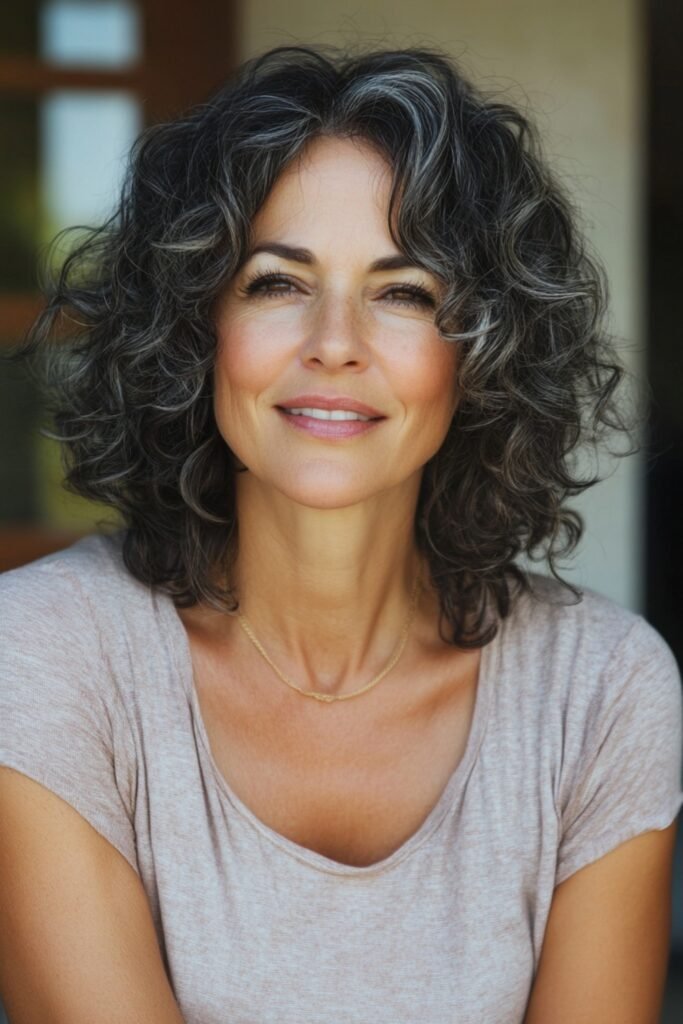 9. Salt and Pepper Curly Shag