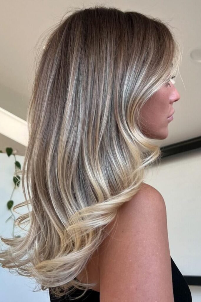 7. Taupe Roots with Bright Flicked Ends