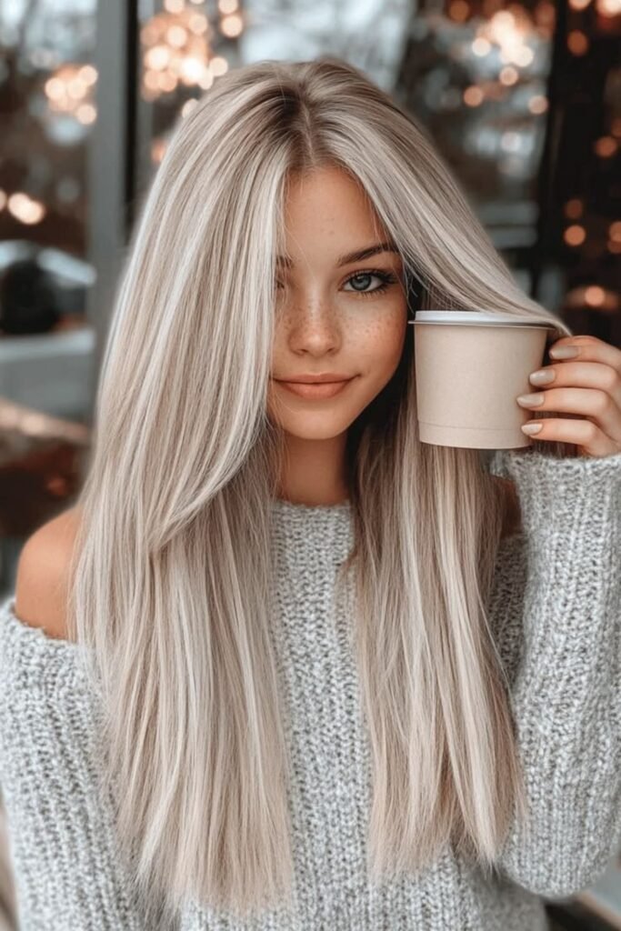 16. Silver Beige Blonde with Face Framing