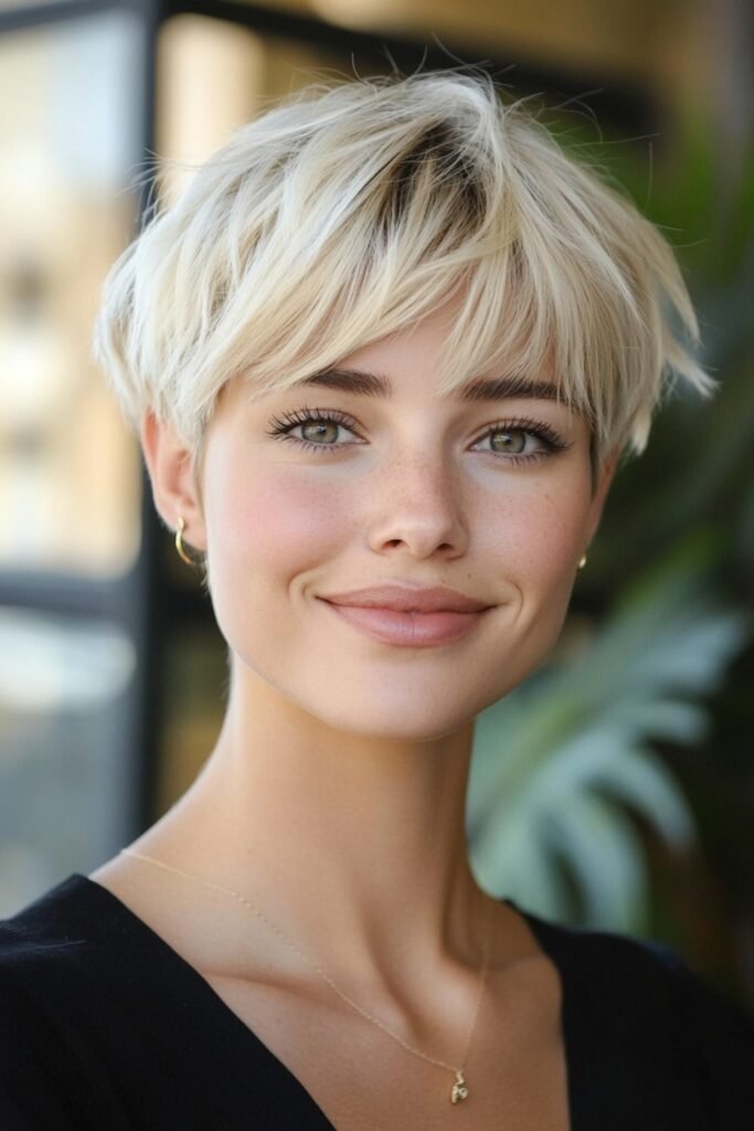 11. Platinum Wispy Pixie with Dark Roots