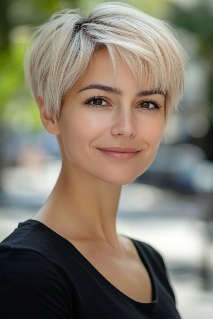 15. Cool Blonde Pixie with Tapered Sides