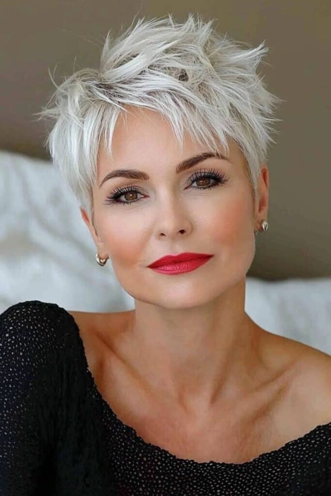 18. Silver Spiky Pixie with Bold Texture
